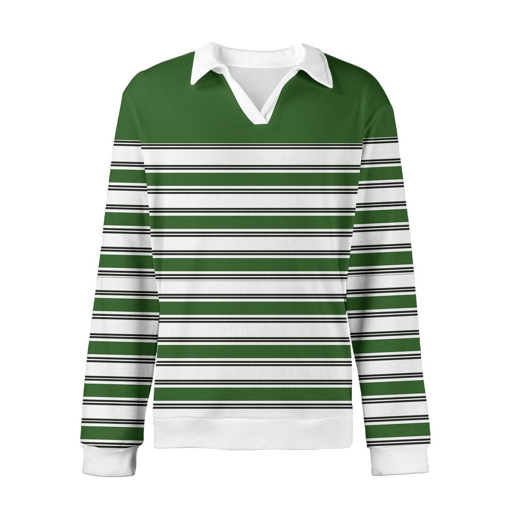 Pánské ležérní módní tištěné klopové pletené spodní tričko s dlouhým rukávem