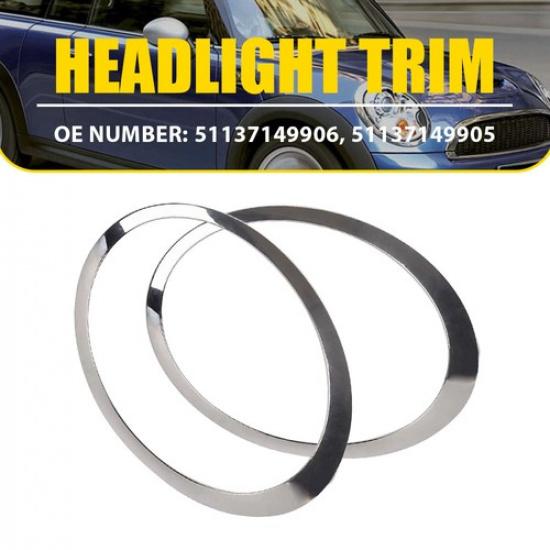 Headlight Trims Bezels Ring Cover Pair For MINI R57 Cooper Convertible 2009-2015