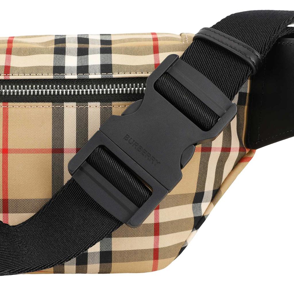 Burberry Vintage Classic Check Polyester Crossbody Chest Waist Bag Medium Men Bags Beige 80104301
