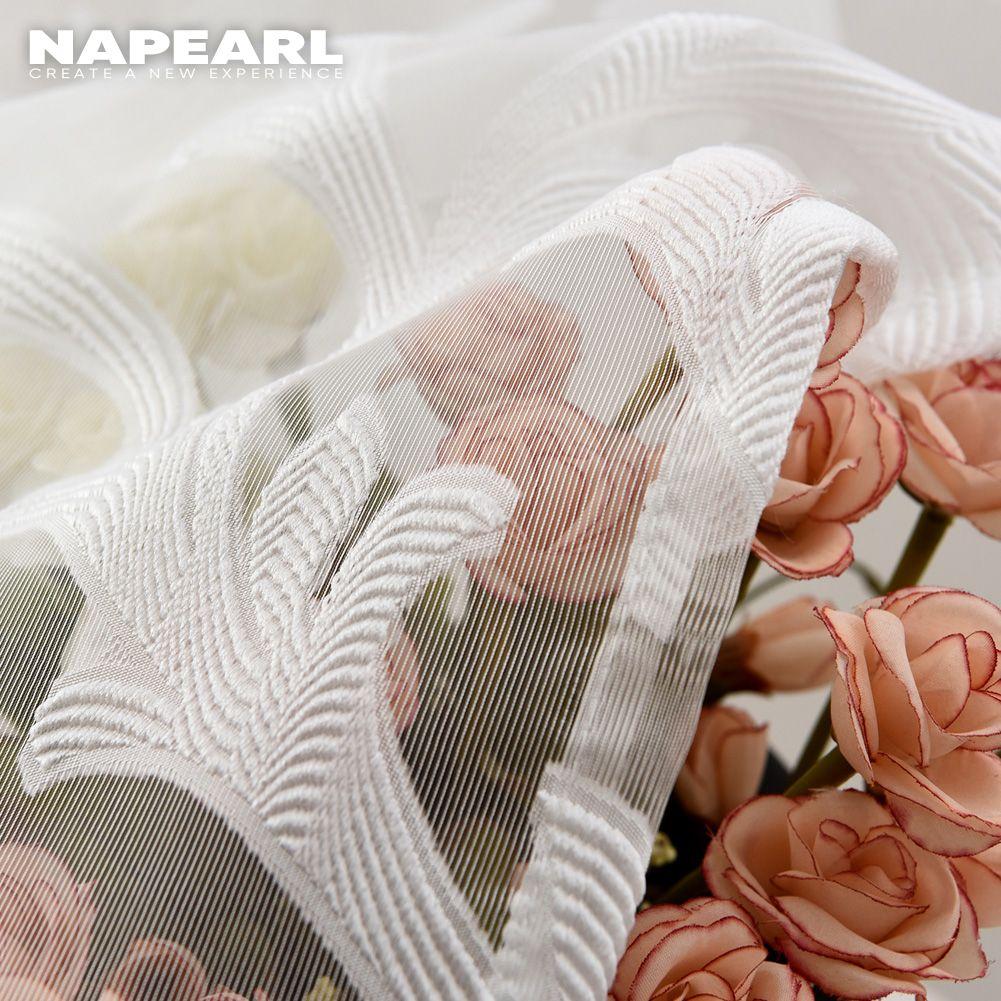 1 Stück NAPEARL Jacquard Durchsichtiger Tüll Fenstervorhang für Wohnzimmer Schlafzimmer Heimdekoration