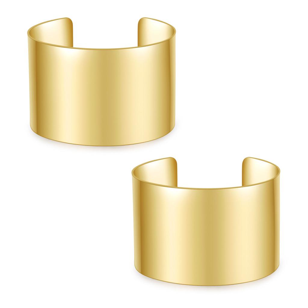 

Geometric Metal Open Cuff Bracelet With Electroplated Finish For Trendy Street Style Gold B