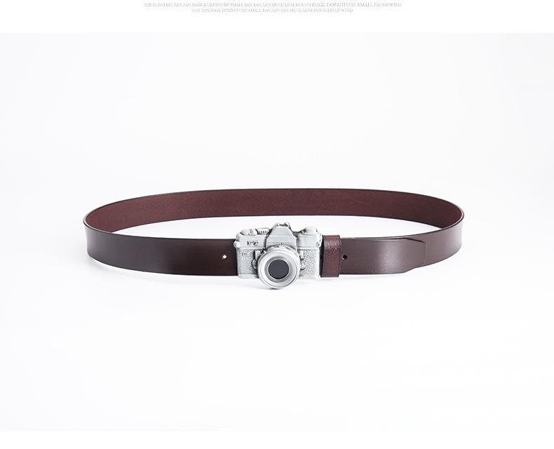 Men's Punk Leather Belt - Artistic Style Cowhide Camera Personality