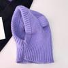Adult Knit Balaclava Elastic Windproof Neck Warmer Scarf with Cute Bear Ear Shape Winter Christmas Cosplay Party Hat