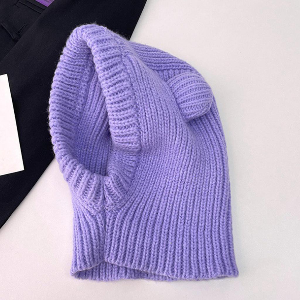 Adult Knit Balaclava Elastic Windproof Neck Warmer Scarf with Cute Bear Ear Shape Winter Christmas Cosplay Party Hat