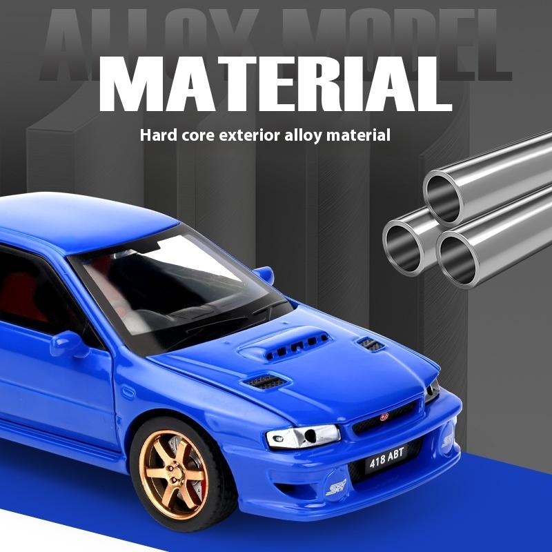 1/32 Scale Subaru Impreza WRX STI Modified Vehicle Alloy Metal Diecast Model Car Sound and Light Pull Back Birthday Gift for Child