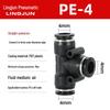 Pneumatic PU Quick Connect Three-Way Straight and Reducing Air Hose Adapter 4/6/8/10/12mm