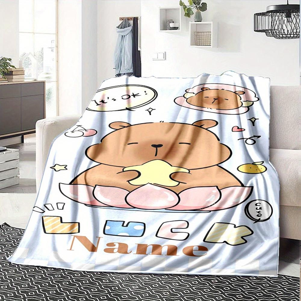 Cute Bear Sitting On Lotus Flower Home Customization Blankets Soft Cozy Lightweight Allseason Multipurpose Blanket For Picnics Sofas Offices Beds