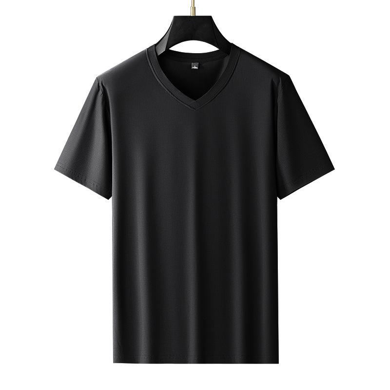 

Mercerized Modal V-Neck High-End Short-Sleeve T-Shirt Summer Base Layer Top Thin XL чёрный