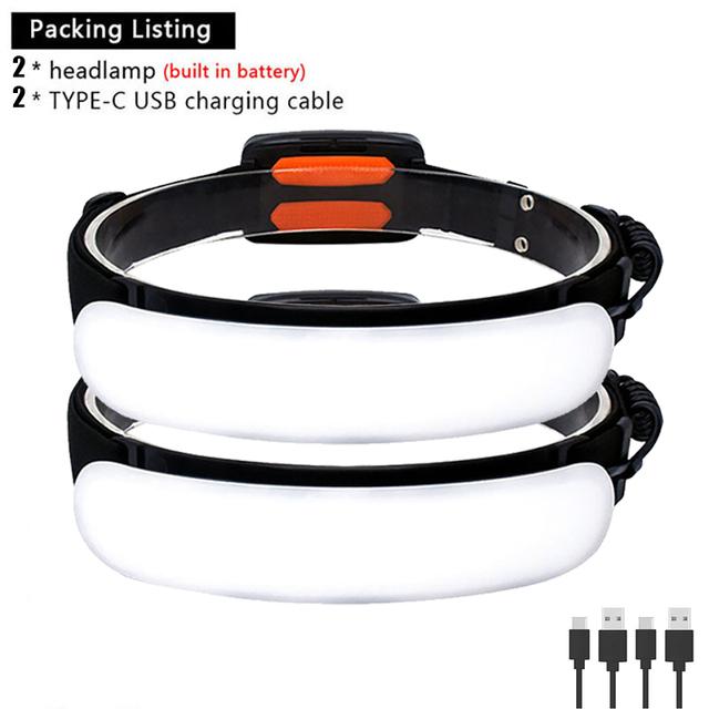 Portable 31LED Strong Light Headlamp Built-in Battery USB Rechargeable Waterproof Flashlight Wide Angle Camping Fishing Lantern