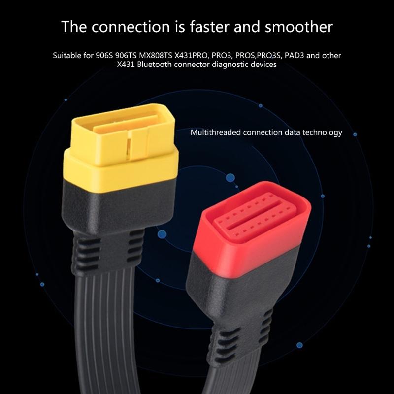 Cable de extensión OBDII de 16 pines macho a hembra para conector de cable extensor de diagnóstico OBD de automóvil Cable OBD2 de 36 cm/60 cm