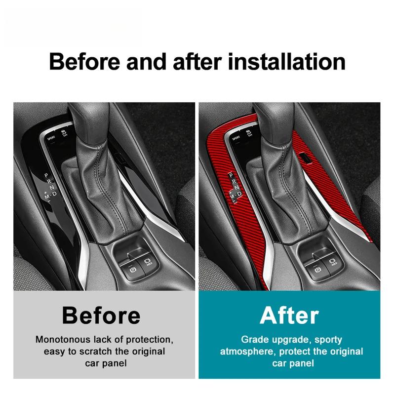 Real Soft Carbon Fiber RHD LHD Sticker For Toyota Corolla 2019 2020 2021 2022 2023 2024 Center Console Gear Shift Accessories.