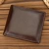Trifold Genuine Leather Wallet Card Clip Wallet Men Male Short Purse Wallet Coins Business Credit Full Grain Leather Wallet