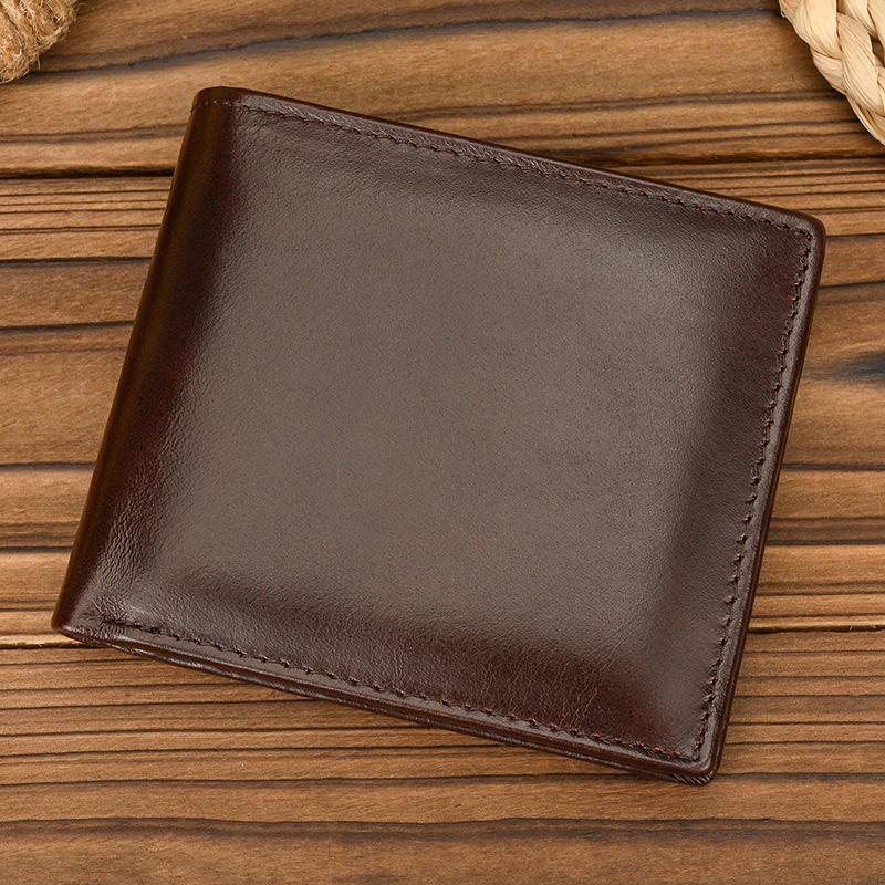 Trifold Genuine Leather Wallet Card Clip Wallet Men Male Short Purse Wallet Coins Business Credit Full Grain Leather Wallet