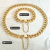 Exaggerated 18K Gold-Plated Titanium Steel Cuban Necklace & Bracelet Set - European/American Hip Hop Style