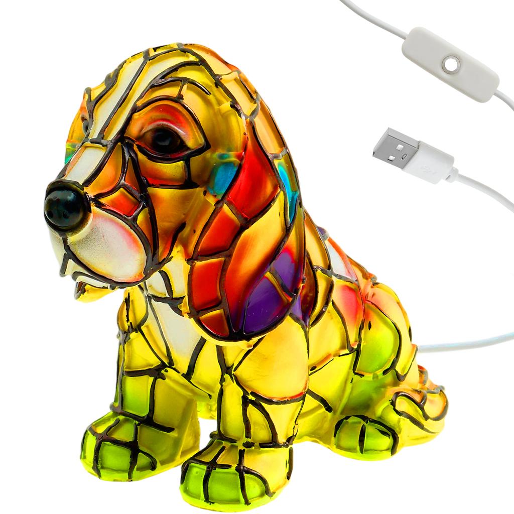 Doggy Night Light Resin Soothing Lighting LED Colorful Bagitte/Teddy Lamp Bedside Desktop Ornaments Gift for Bedroom Living Room