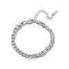 European Stainless Steel Hip Hop Bracelet & Necklace Set with Gold-Plated Zircon Inlay