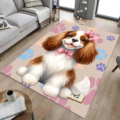 1PC Dog Paw Prints Non-Slip Floor Carpet Compatible for Office&Living Room&Bedroom&Dining Room - Flat-Weave Machine-W322