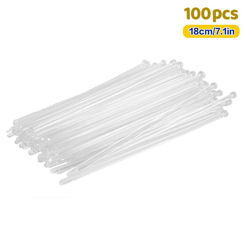 100Pcs Round Head Cocktail Muddler, Transparent Plastic Drink Stirrer for Bar Party, Reusable Swizzle Sticks