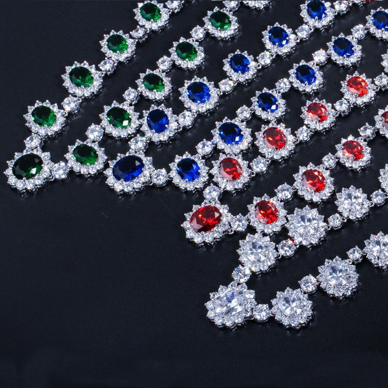 Bridal Wedding Dress, Banquet Jewelry Set, Micro-Inlaid Zircon Earrings, Necklace Jewelry Three-Piece Set