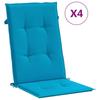 VidaXL Garden Chair Cushions High Back Set of 4 Blue Fabric 43184