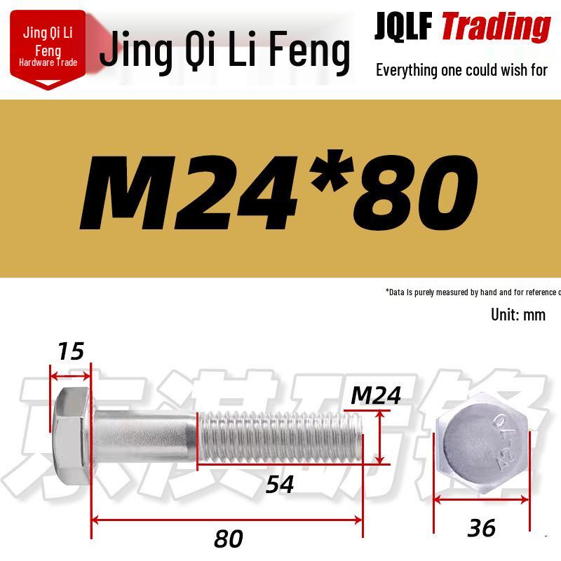 201 Stainless Steel Hex Head Bolt, Half Thread, M6-M30 Threaded Rod
