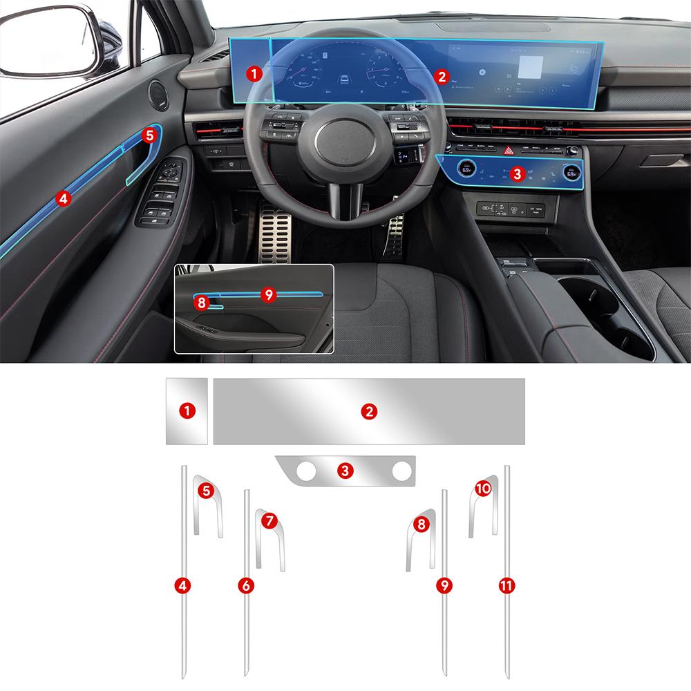 TPU Interior Film For Hyundai Sonata 2024 2025 2026 Center Console Screen Protective Film Anti-scratch Repair Clear Sticker for Sonata 2024