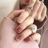 Elegant Rhinestone Flower & Pearl Nail Art Stickers - Short Style Wearable Fake Nails D484