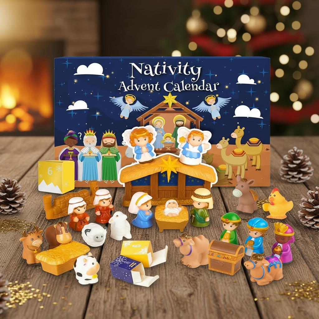 Nativity Advent Calendar 2025 Building Blocks 24-Days Christmas Countdown Calendar Gifts for Kids Teen Adults Christian Advent