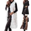 Women's Solid Color Vest Round Neck Plush Warm Sleeveless Long Vest Coat