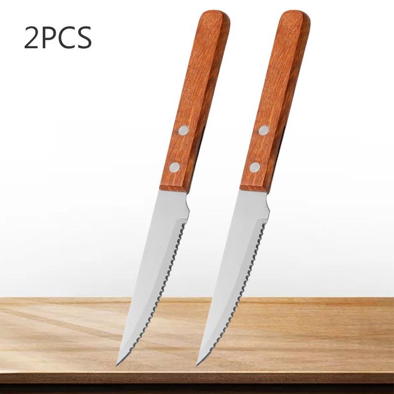 Professional Steak Knife Stainless Steel Barbecue Knife Fruit Vegetable Meat Boning Knives Peeling Cutting Knife Wooden Handle