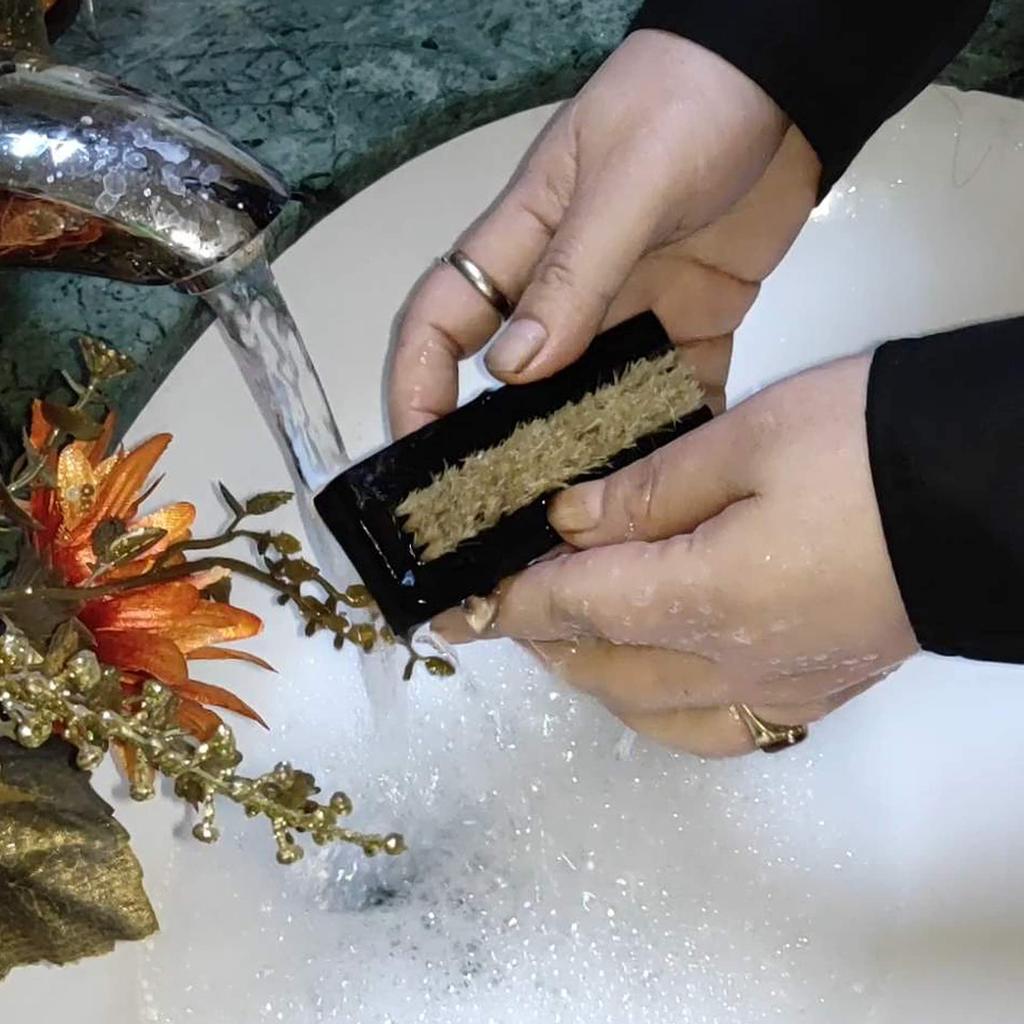 Coralpearl Wooden Nail Brush Black Natural Boar Bristles for Cleaning and and Cleans Hand Grip Nail Brush for and Auto and Cleaner, (1 Piece), 100%