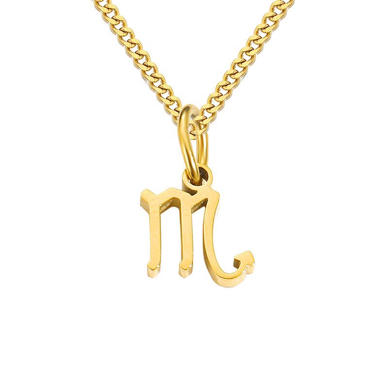 Gold-Plated Stainless Steel Zodiac Pendant Necklace for Women