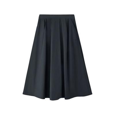 Woven Stretch Simple Classic Mid-Rise Solid A-Line Skirt Casual Long Skirt Women Skirts L226W057-0620