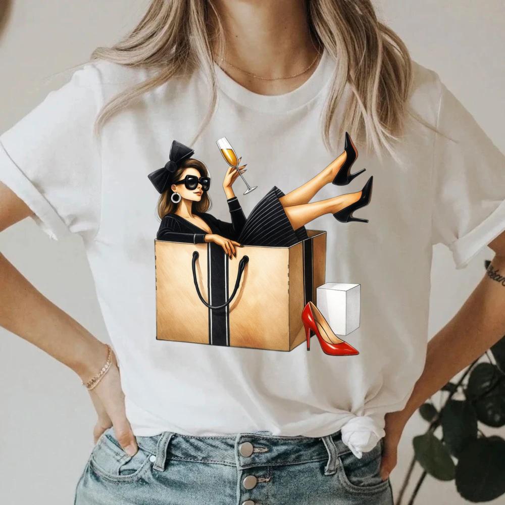 

New Girl Printed Roundneck Shortsleeved Tshirt with European and American Style for Women Graphic T Shirts Women T Shirt 4XL