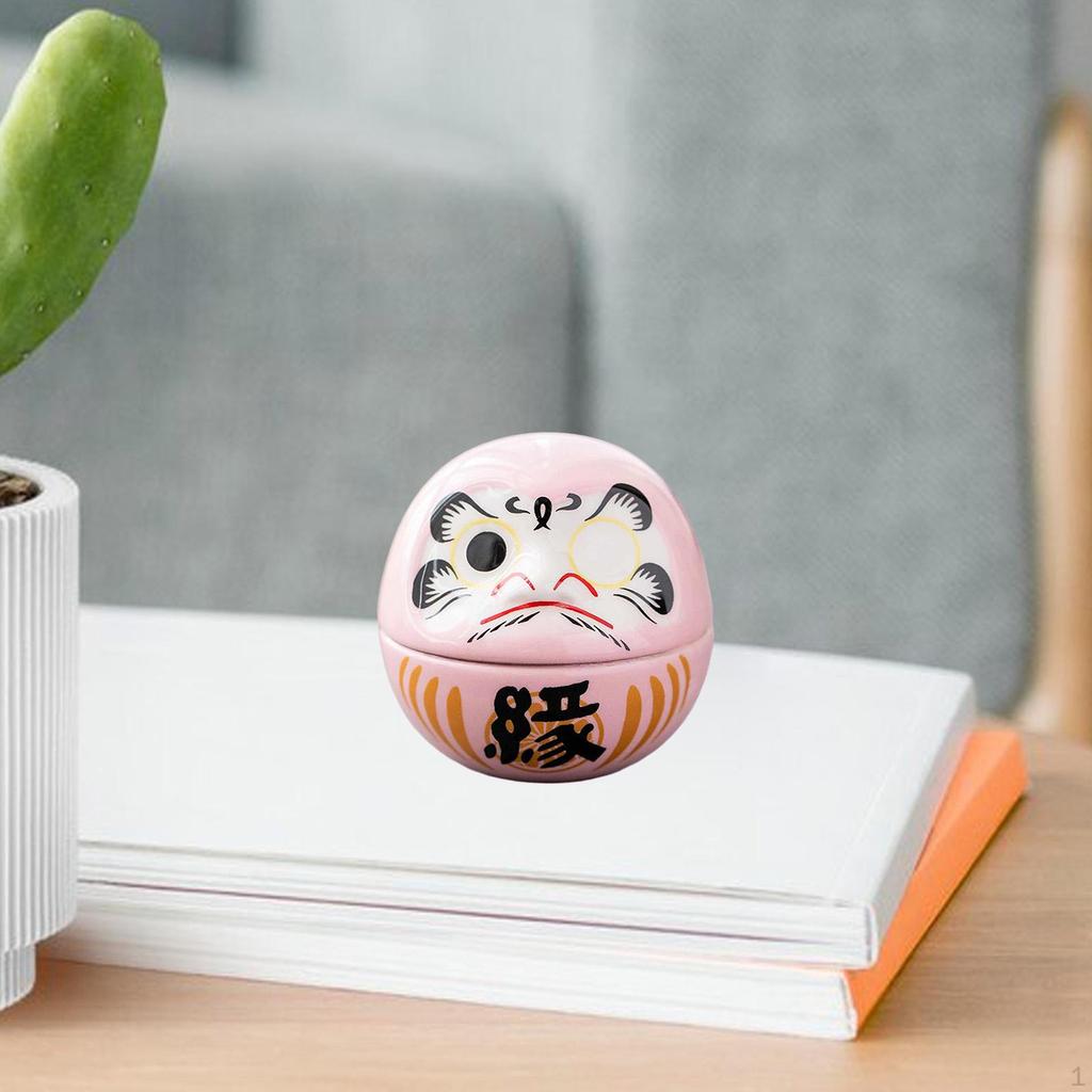 Kleine Keramik Daruma Puppe Japanische Kunst Skulptur Sammlerstück Tischmittelstück Dharma Dekoration