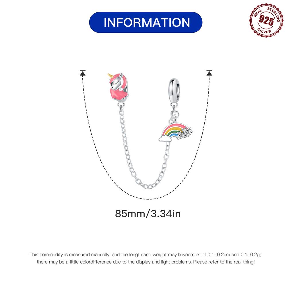 Original Copper Charms Luxury Unicorn Rainbow Security Chain Beads Fit Bracelet Diy Women Making Delicate Gift