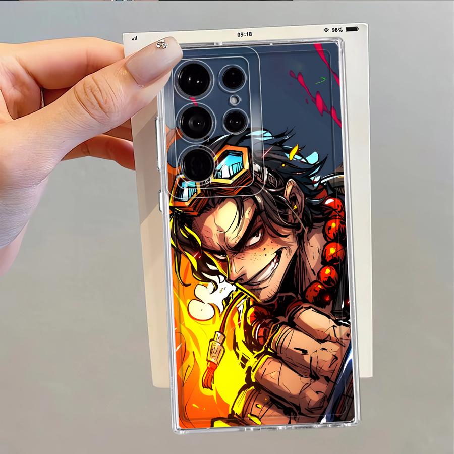 Fodral för Samsung Galaxy S26 S21 Note 20 Ultra 10 S23 Ultra S20 Plus S25 Edge S22 FE S24 Telefonfodral One Piece Zoro Ace