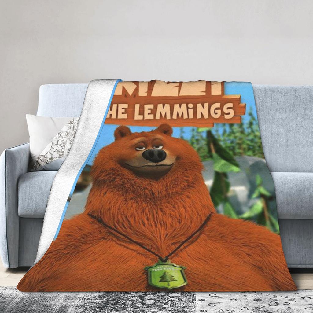 Grizzy and the Lemmings Warm Soft Blanket Boy Girl Plush Throw Blanket Comfortable Couch Chair Flannel Bedspread Sofa Bed Cover