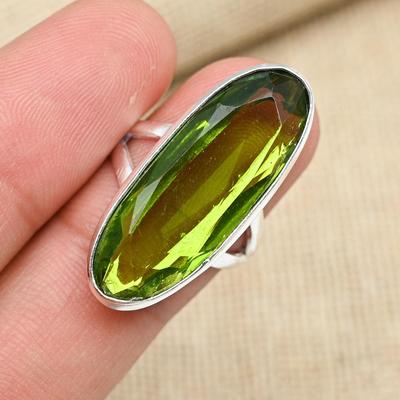 Beautiful Peridot Gemstone Ring 925 Sterling Silver Gift for Women Handmade Jewelry