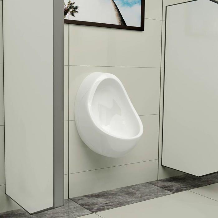VidaXL Urinoir suspendu avec valve de chasse d'eau Céramique Blanc 143990
