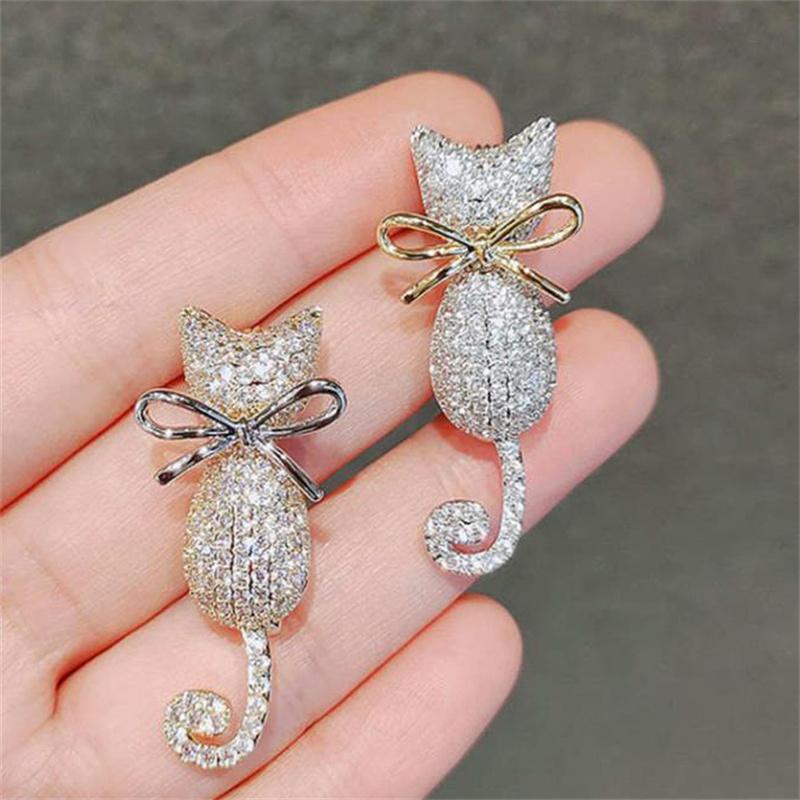Fashion Rhinestone Cat Brooches Pin For Women Clothing Coat Jewelry Party Accessries Gifts