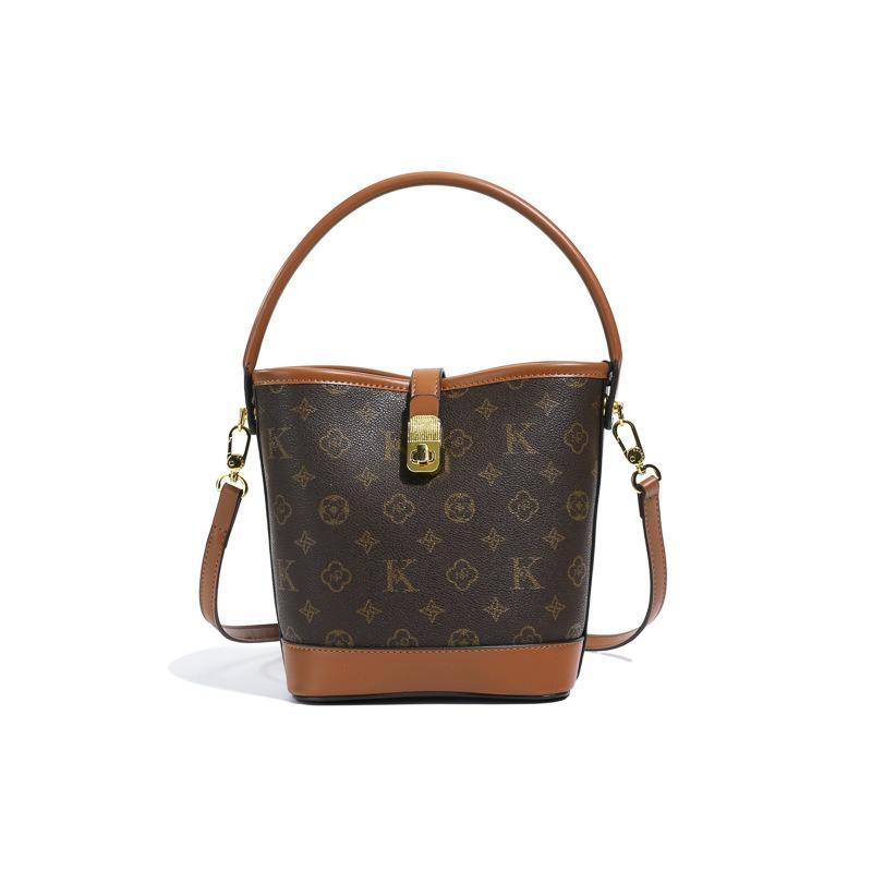 Retro Old Flower Portable Small Bag Women's New High-end Texture Bucket Bag Versatile Shoulder Messenger Bag