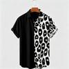 Camicia Estiva Bicolore con Stampa Leopardo Abbigliamento da Vacanza Hawaiana Moda Maschile Camicia Stile Spiaggia Camicia Quotidiana da Uomo e Donna