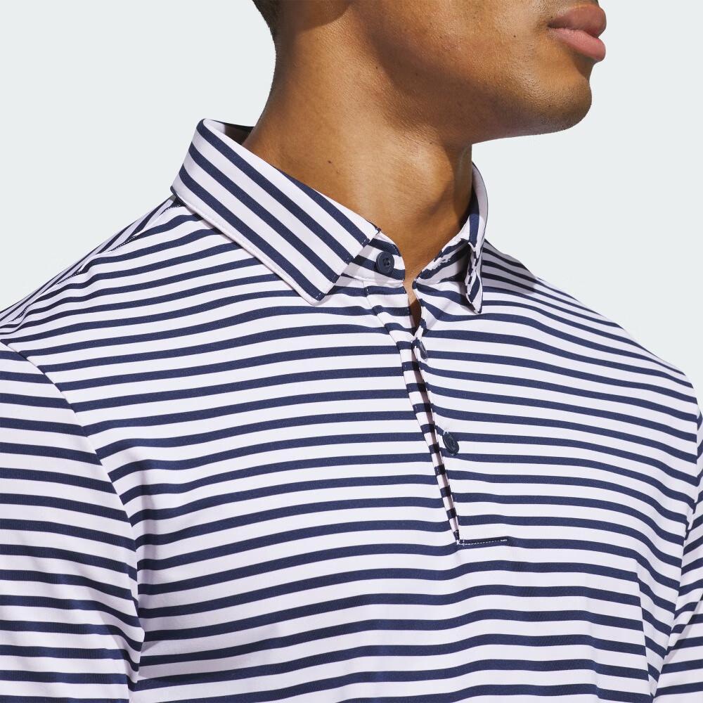 adidas Ultimate365 Ss25 Cómoda Camiseta Polo de Manga Corta a Rayas Simple Versátil Moda para Hombre Camisetas Polo Blanco Azul Marino JP0476