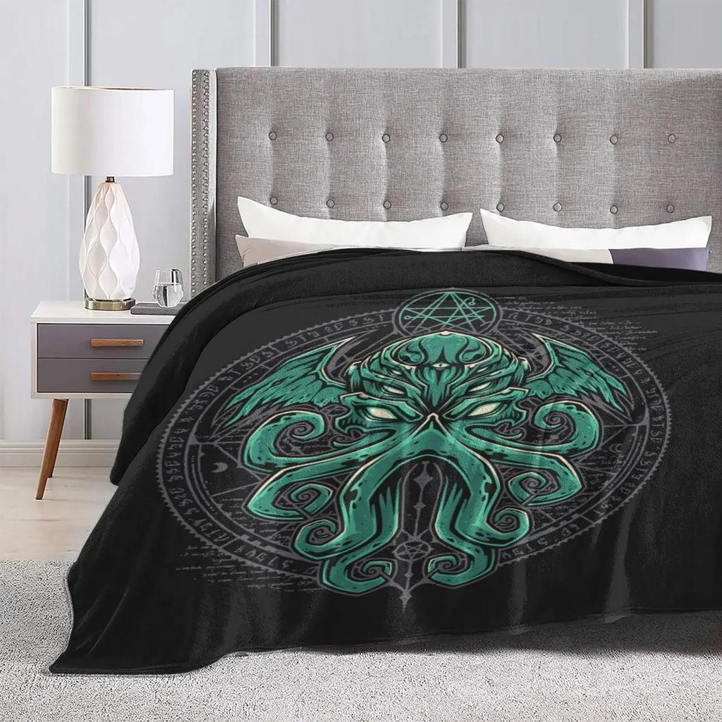 Great Cthulhu Super miękki koc Lovecraft okultystyczny Horror pościel kempingowa rzuca zimowa śliczna flanelowa narzuta na sofę