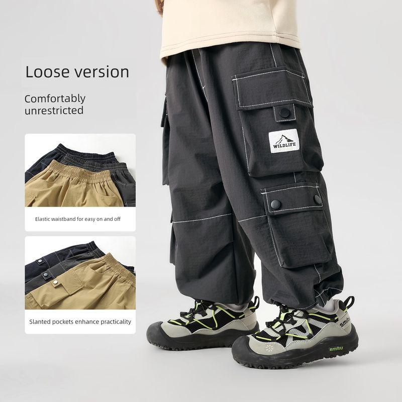 Boys' Outdoor Style Multi-Pocket Cargo Pants, 2026 New Spring and Autumn Collection for Children and Toddlers