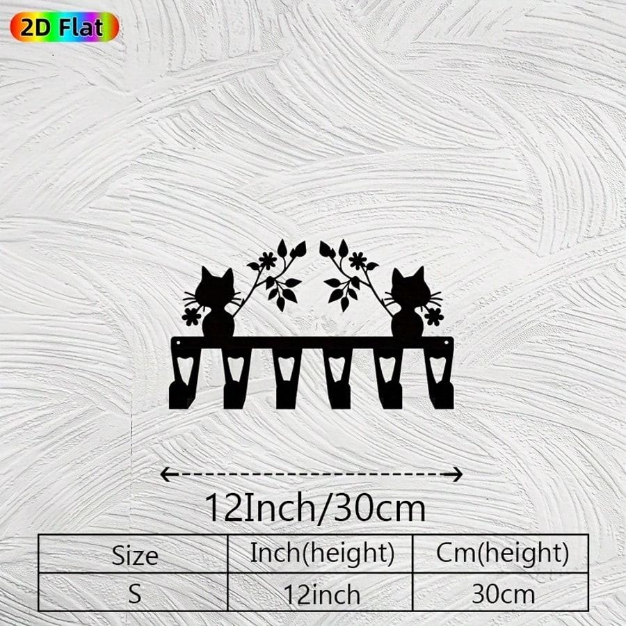 Iron Wall Key Rack Handmade Cat Shaped Vintage Style Key Holder with 6 Hooks Gift for Cat Lovers