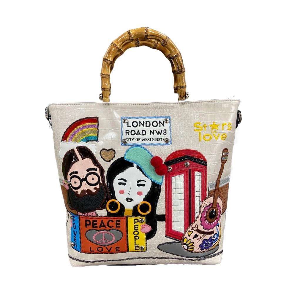 

2026 Весна Нова Жіноча Сумка Ретро Вишивка Багатоколірна Бамбукова Ручка Сумка Через Плече Трендовий Європейський Російський Стиль Велика Місткість Сумка Месенджер для Леді слонова кістка