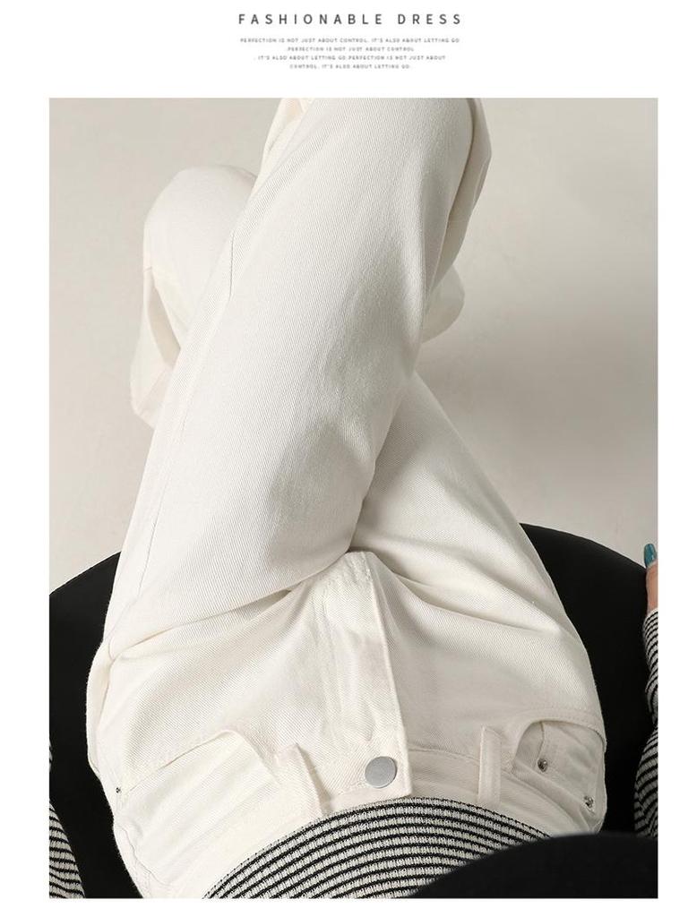 2025 New Women's High-Waist Slim Fit White Wide-Leg Jeans - Versatile Summer Thin Trousers