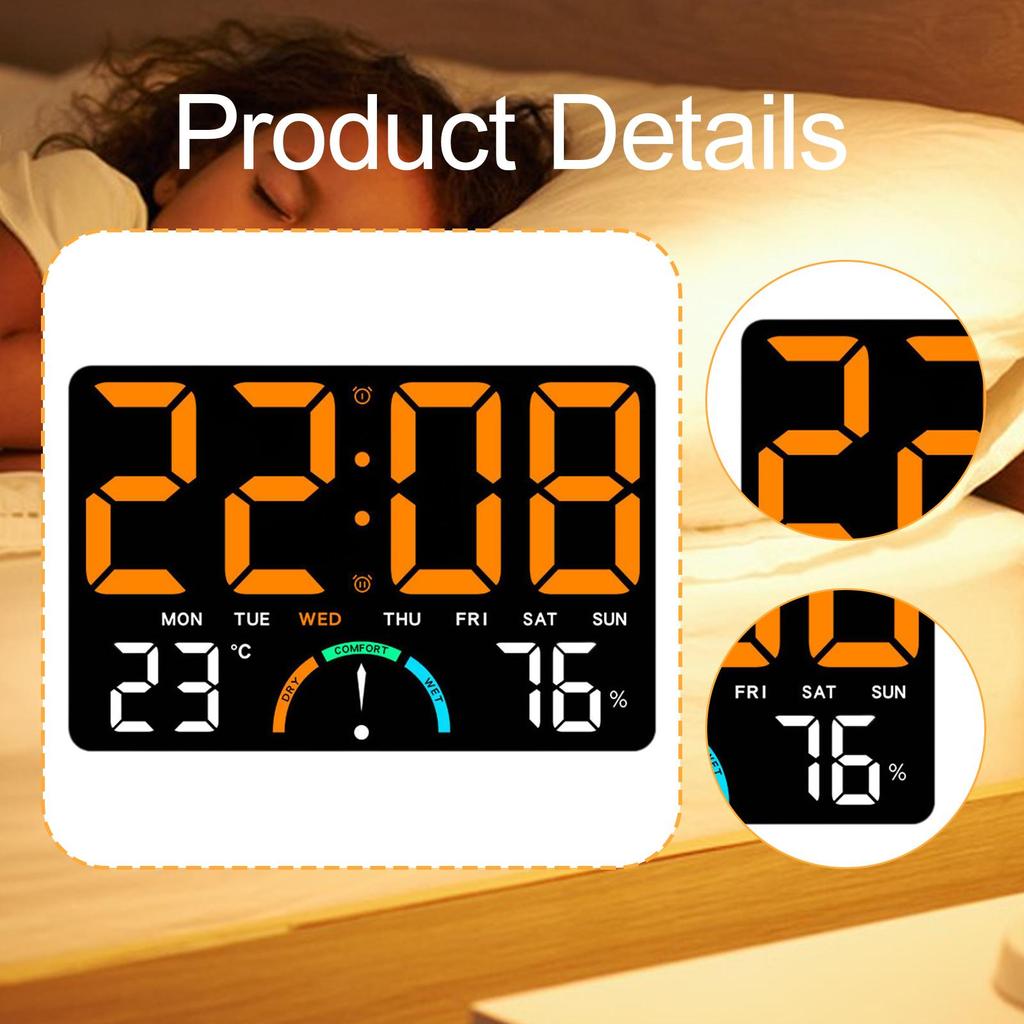 LED Wall Clock Large LED Display Electronic Clock for Adults Home Indoor